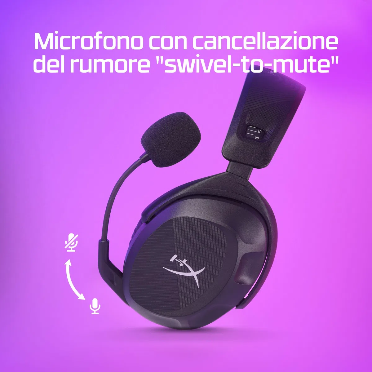 HyperX Cloud Stinger II Cuffie da Gaming Senza Filo 2,4 GHz Memory Foam Similpelle 20 Ore PC Nero