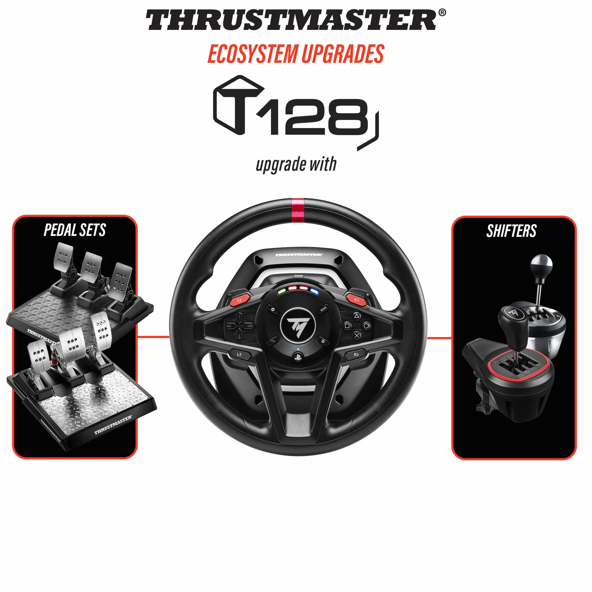 Thrustmaster T128 Volante da Corsa Force Feedback Ibrido Dinamico LED Cambio Marcia Pedali Magnetici T2PM PS5 PS4 PC