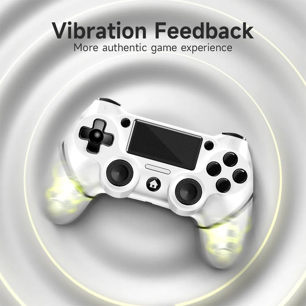 AceGamer Wireless Controller per PS4, Gamepad Joystick con Turbo, Doppia Vibrazione, 6-Axis Gyro, Pannello Touch (Bianco e Nero)