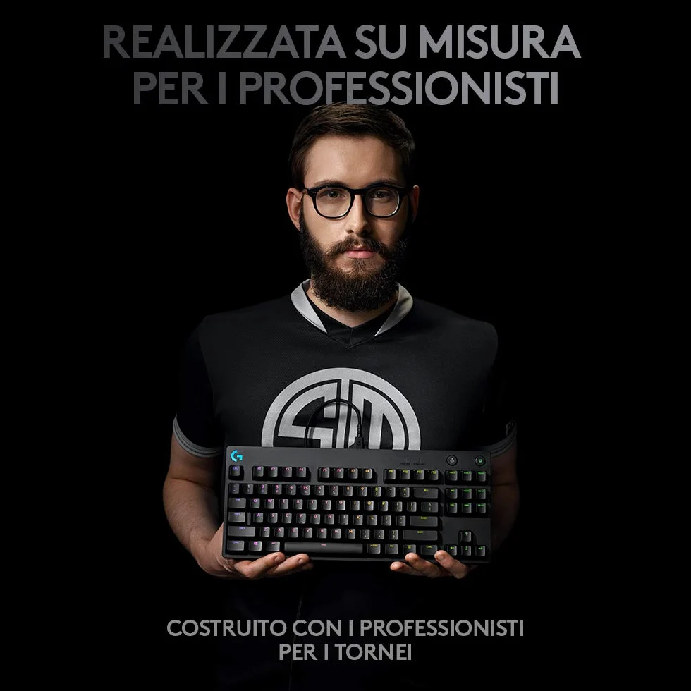 Logitech G PRO TKL Tastiera Gaming Meccanica GX Blue Clicky Switch LIGHTSYNC RGB Tenkeyless Nero