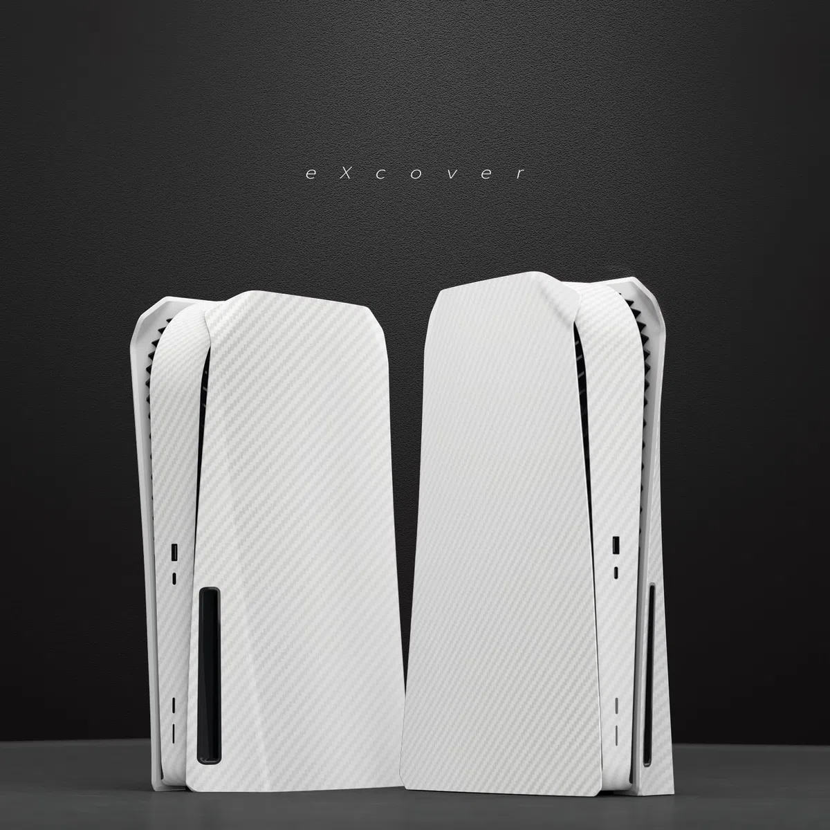eXtremeRate eXcover Copertura per ps5 Console Disc Edition,Cover Coperchio Custodia Placca Shell Ricambio per ps5 Console Standard Versione-Fibra di Carbonio Bianca