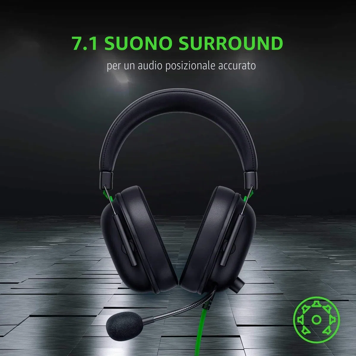 Razer BlackShark V2 X Cuffie da gaming: 7.1 Surround Sound - Driver da 50 mm - Cuscino Memory Foam - per PC, PS4, PS5, Switch, Xbox One, Xbox Series X|S, Mobile - Jack da 3,5 mm - Nero