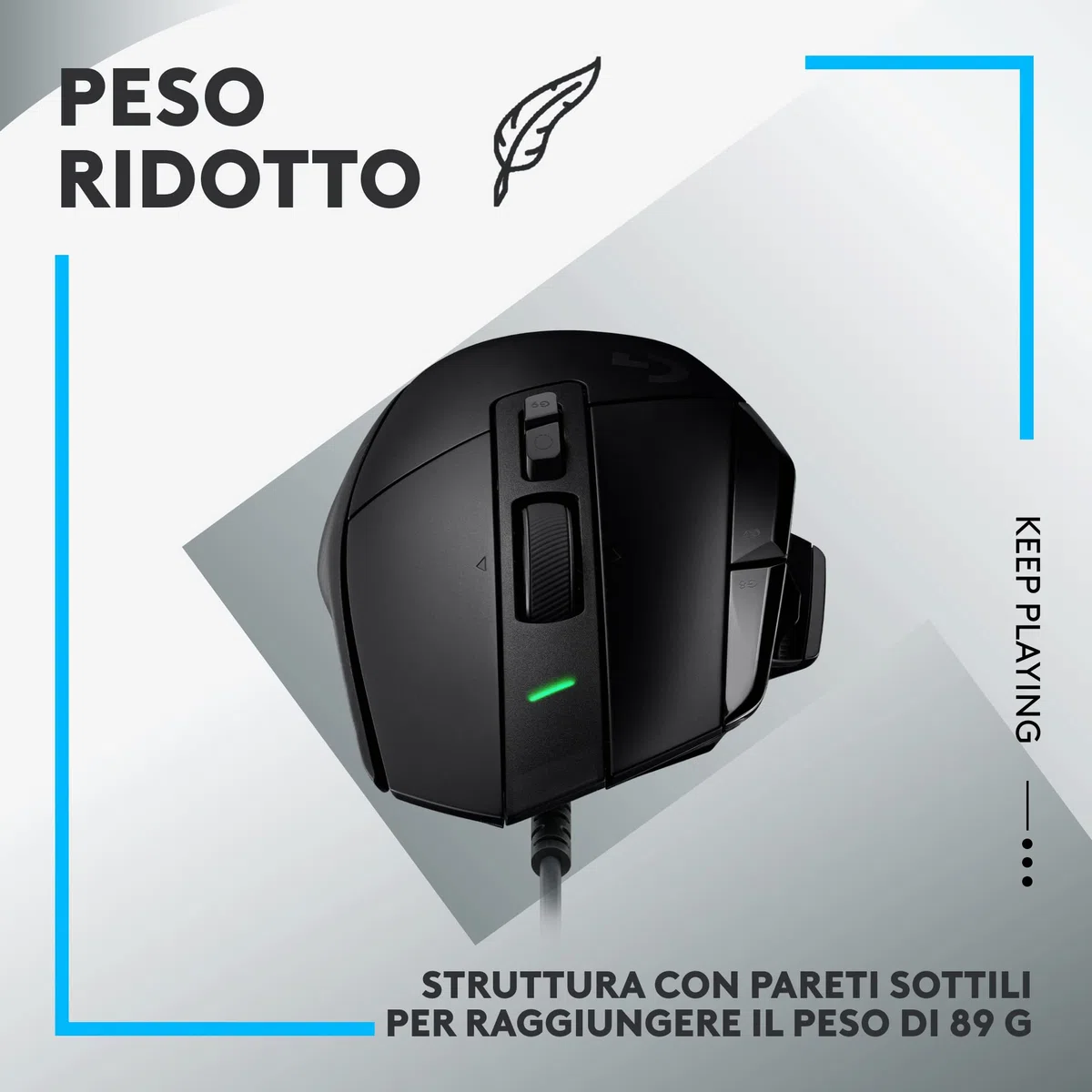 Logitech G G502 X Mouse Gaming Cablato - Switch Principali Ottico-Meccanici Ibridi LIGHTFORCE, Sensore per Gaming HERO 25K, Compatibile con PC, East Europe package - macOS/Windows - Nero