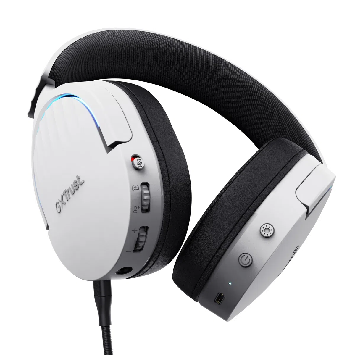 GXTrust 491W Fayzo Cuffie Gaming Wireless Bluetooth + 2.4 GHz, Audio Surround 7.1, Batteria da 22 Ore, 35% Plastica Riciclata, RGB Cuffie Bluetooth Over Ear PC PS5 PS4 Switch - Bianco