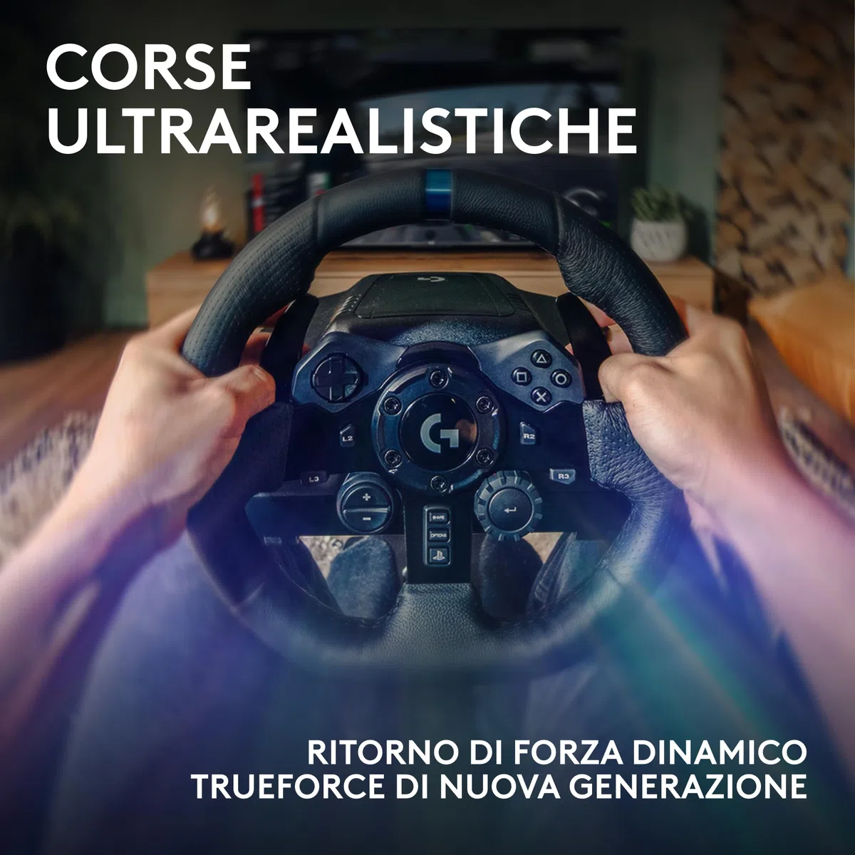 Logitech G G923 volante da corsa pedali ritorno di forza TRUEFORCE 1000 Hz design reattivo doppia frizione per PS5 PS4 PC Mac Nero