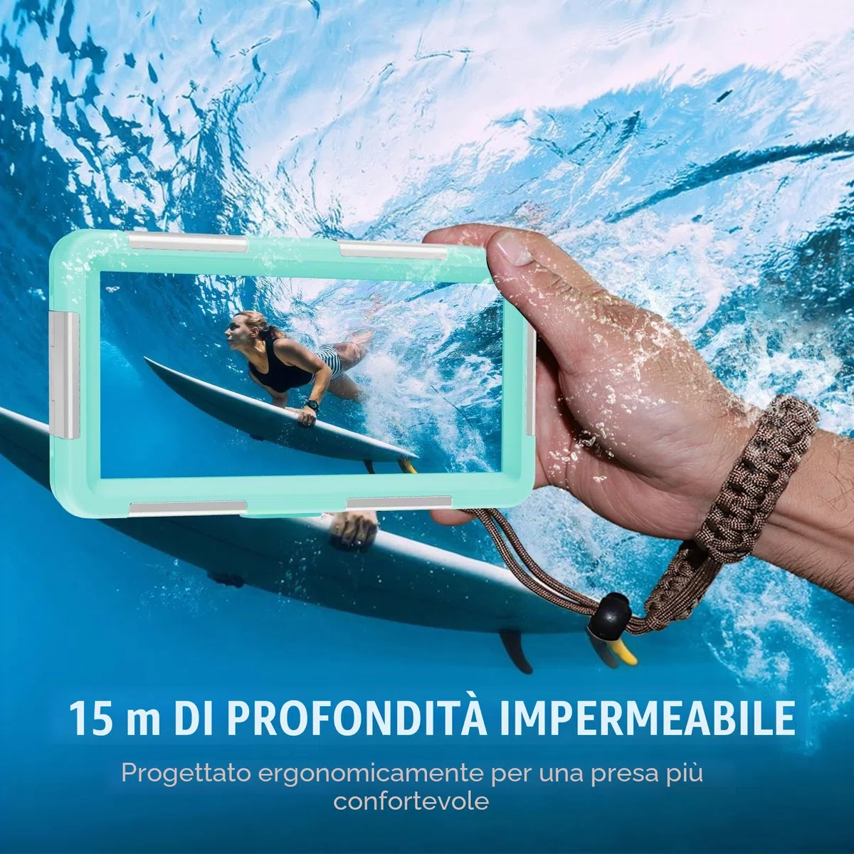 Custodia Impermeabile Smartphone IPX8 Porta custodia cellulare impermeabile 15m Subacquea compatible per iPhone 17 Pro 17 Air 16 15 Plus 12 13 14 15 16 17 Pro Max 16 15 14 Pro Samsung S25 S24 Ultra