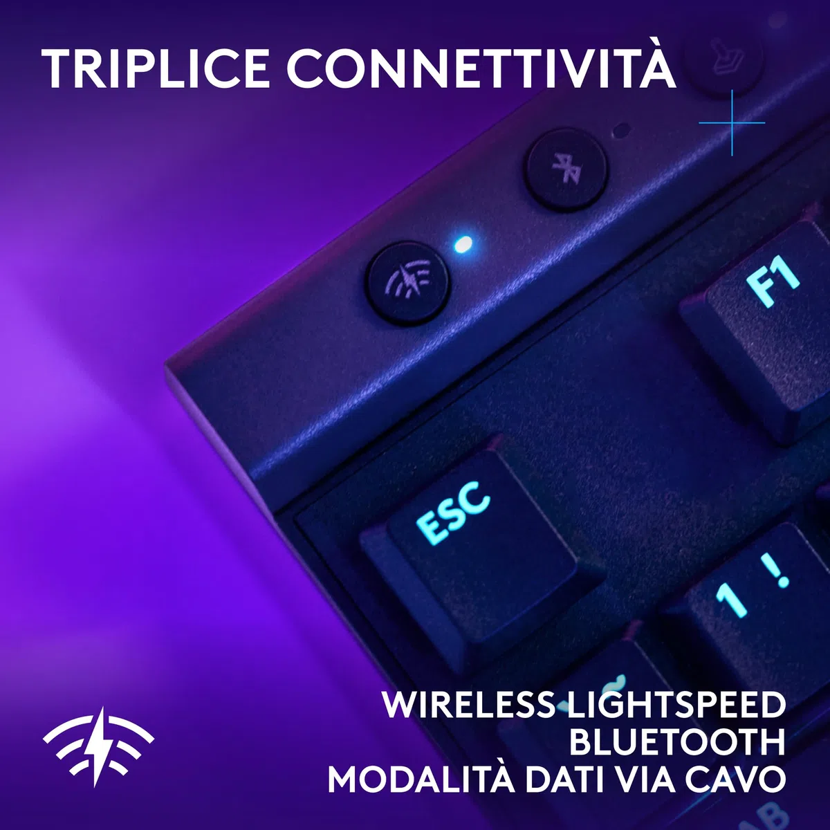 Logitech G G515 LIGHTSPEED TKL Tastiera gaming wireless, LIGHTSYNC RGB, switch meccanici Tactile, PBT, ITA QWERTY, Nero