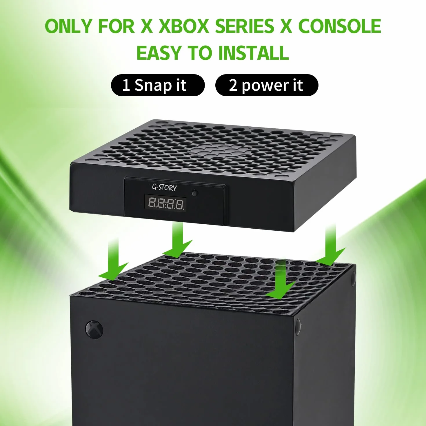 G-STORY Ventola di raffreddamento per Xbox Series X 140MM 3 velocità 1500/1750/2000RPM Nero