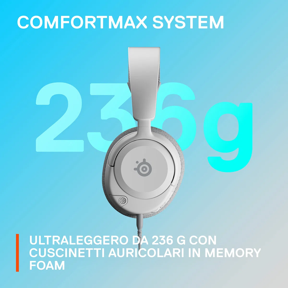 SteelSeries Arctis Nova 1P Cuffie da gaming multisistema Driver Hi-Fi Audio spaziale 360° Memory Foam Bianco