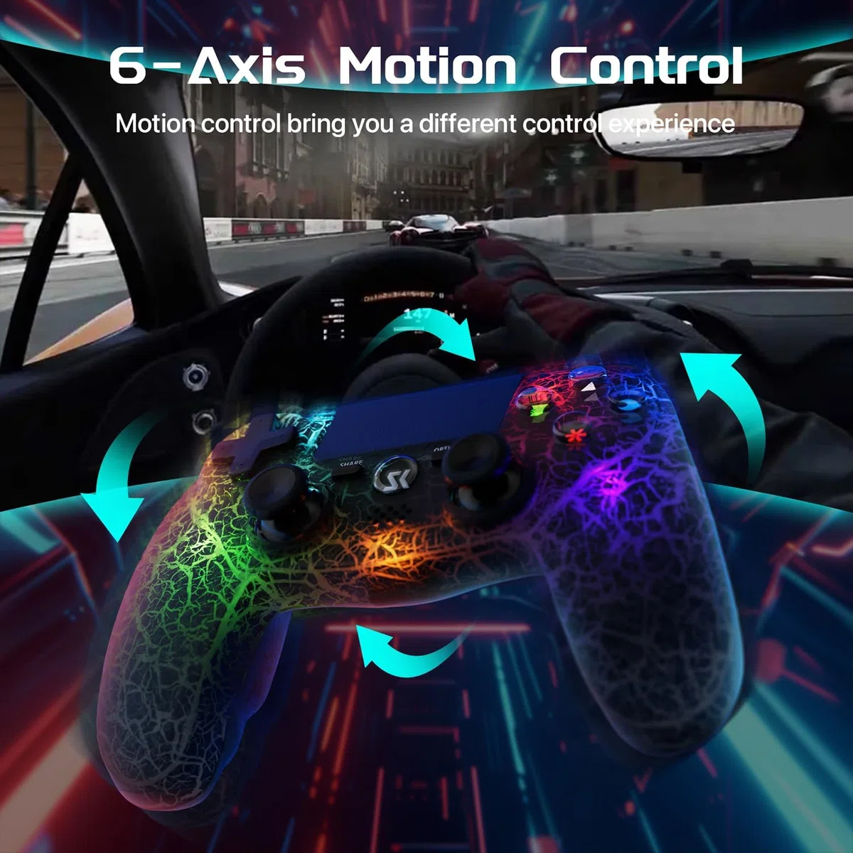Controller Wireless PS4 Joystick LED RGB per Playstation 4/Pro/Slim con Batteria 1000 mAh