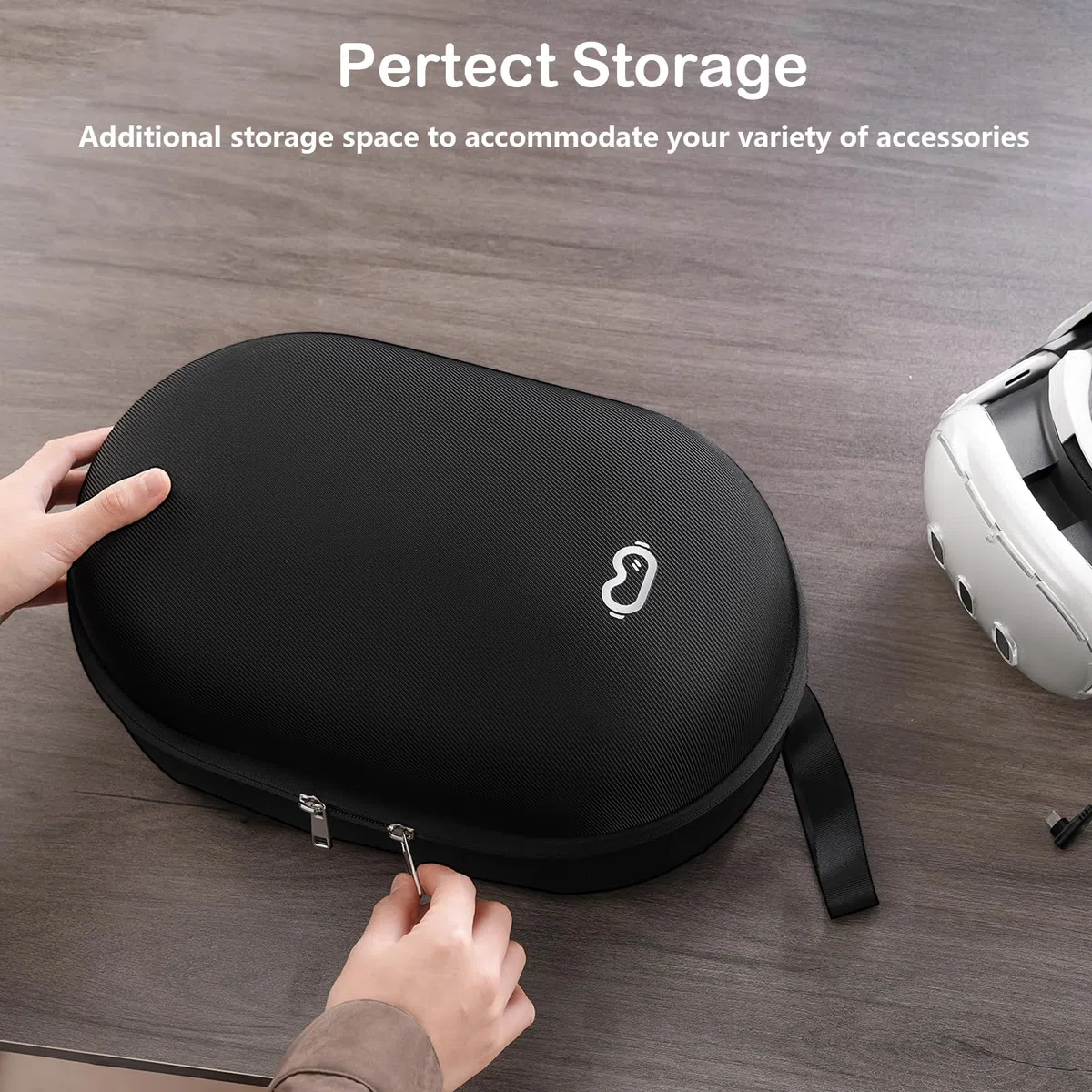 ProCase Custodia per Meta Quest 3S/Oculus Quest 3/Quest 2/Pico 4/Vision Pro/BOBOVR, Borsa Rigida Protettiva per Cinturino Elite con Batteria, Controller e Accessori (Solo Custodia)-Nero