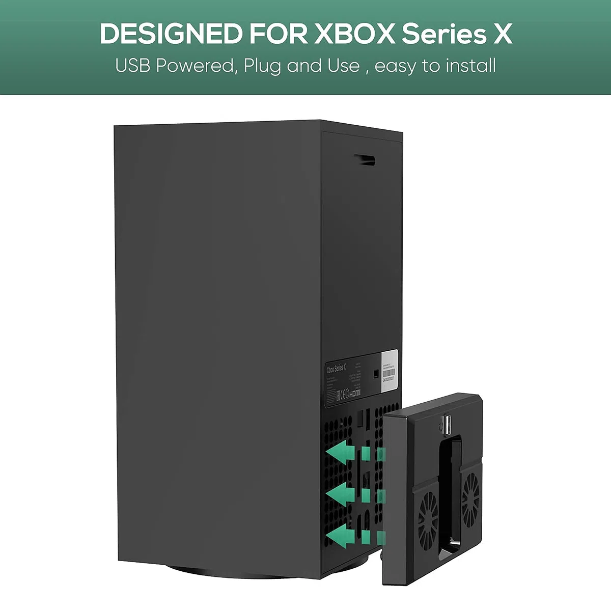 FASTSNAIL Ventola di raffreddamento per console Xbox Series X, dispositivo di raffreddamento USB con 1 hub USB, doppia ventola di raffreddamento posteriore per Xbox Series X