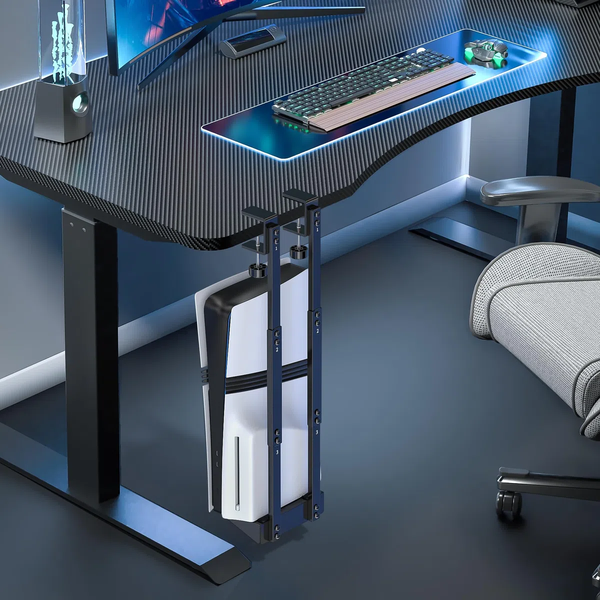 PS5 Supporto Sotto la Scrivania Verticale per P5/Slim/Pro, Accessori Salvaspazio per Playstation 5 Disc & Digital
