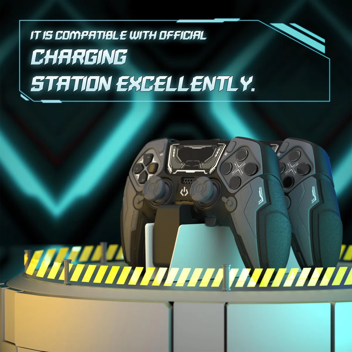 PlayVital Cover Controller per ps5 Edge Joystick, Custodia Silicone Skin Protettiva Grip Antiscivolo & Copri Analogici & Adesivi, Accessori Antiurti per ps5 Edge Controller, Mecha Stellare - Nero