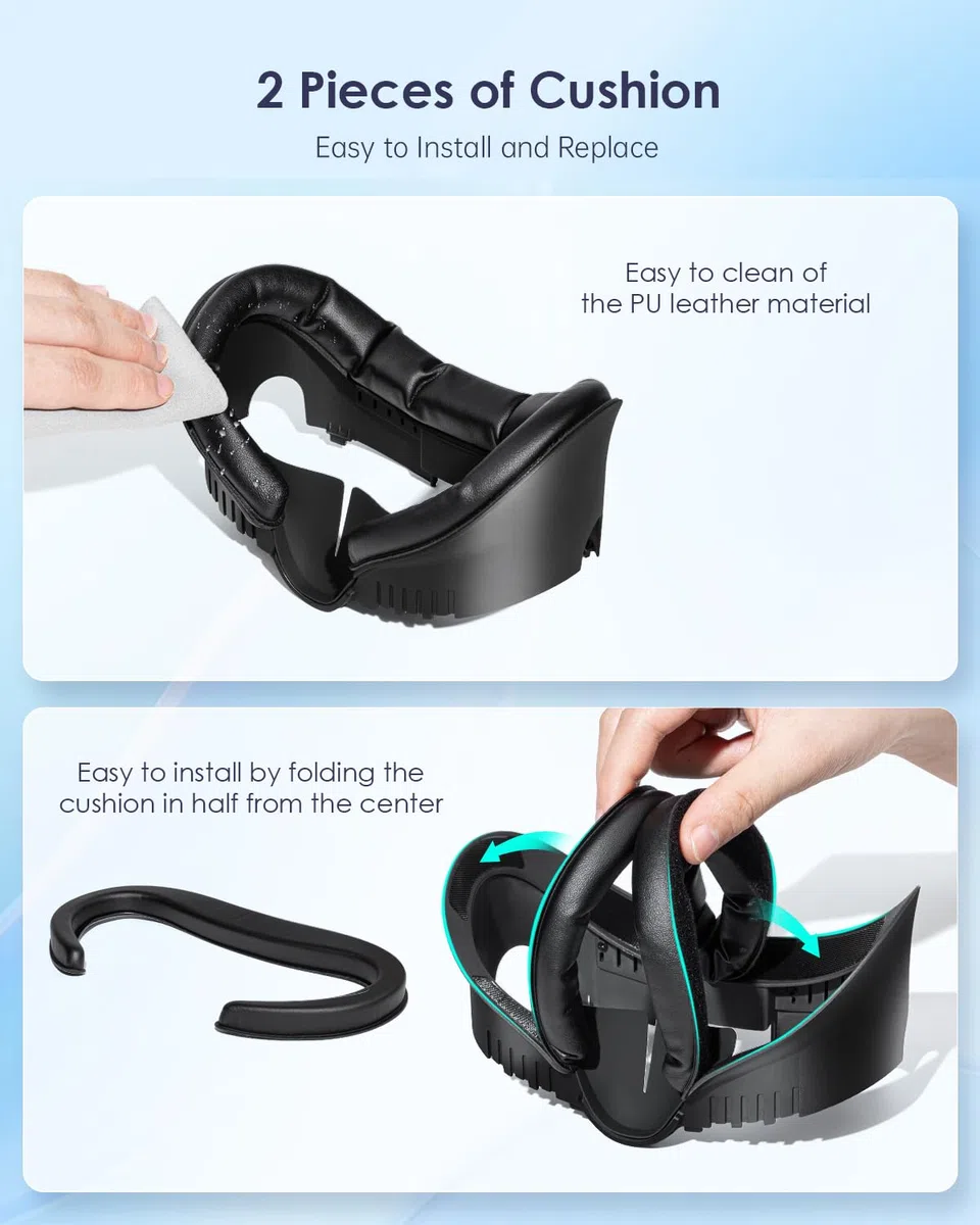 VR Face Pad Compatibile per Quest 3 Interfaccia Facciale con Ricambi in Schiuma e Protezione Lente