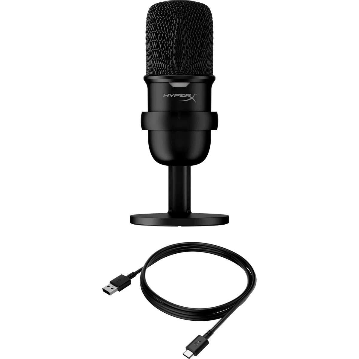 HyperX Solocast, Microfono da gaming, USB a condensatore, Sensore Tap-To-Mute, Registrazione 24bit/96 kHz, per Gaming, Streaming, Podcast, Twitch, Youtube, Compatibile con PC/PS5/PS4, USB-C, Nero