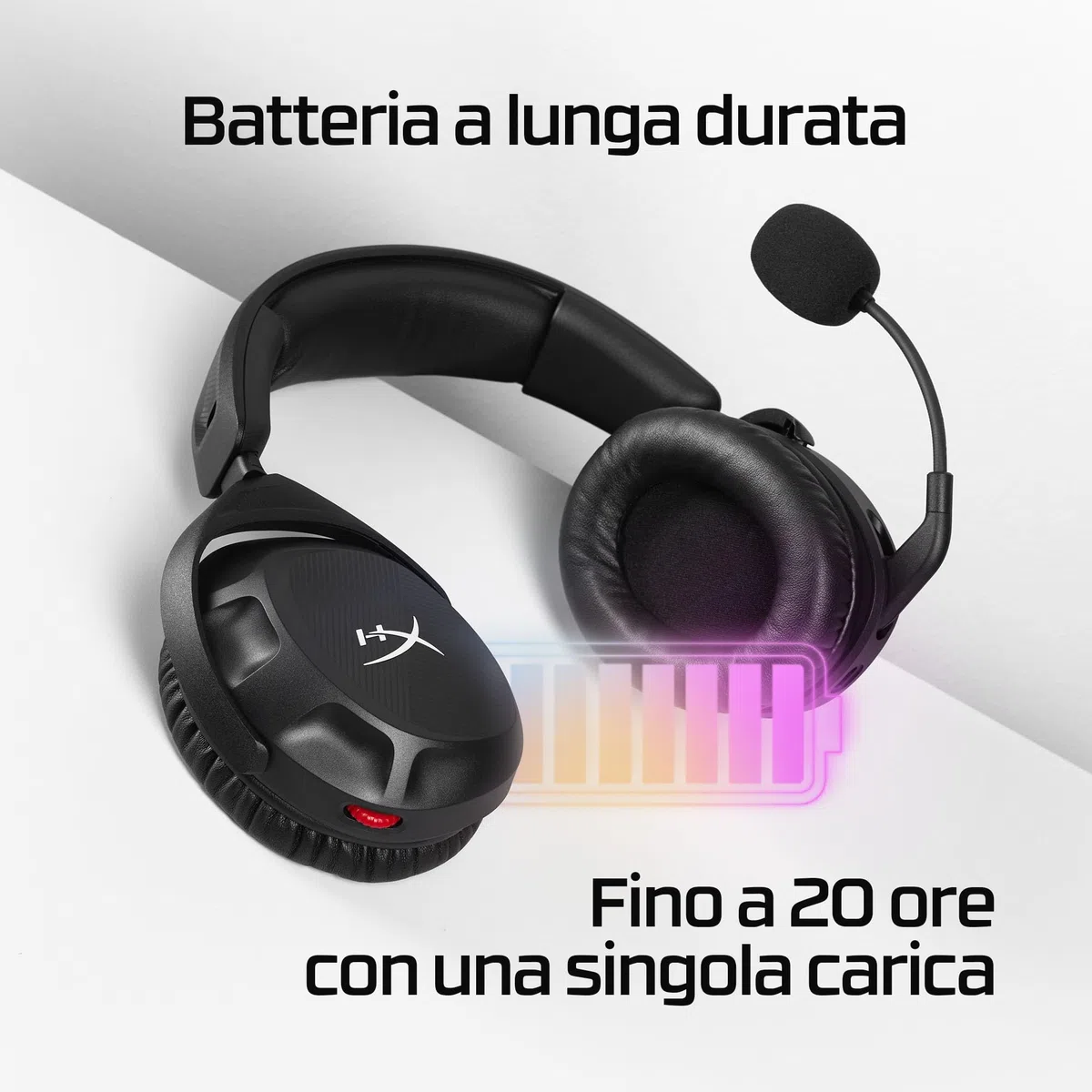 HyperX Cloud Stinger II Cuffie da Gaming Senza Filo 2,4 GHz Memory Foam Similpelle 20 Ore PC Nero