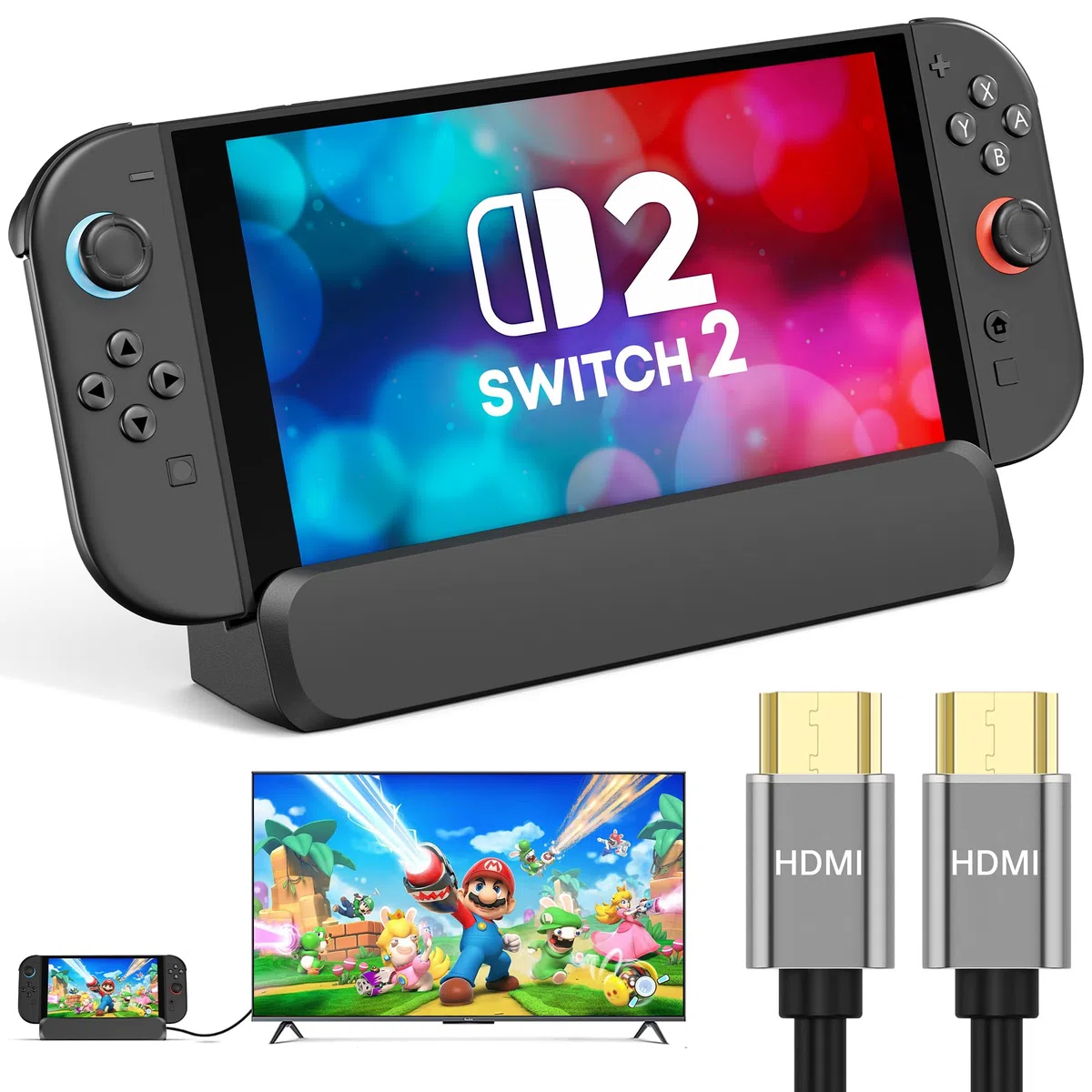 RREAKA 6 in 1 Switch Dock for Nintendo Switch OLED TV Adapter Switch Docking Station with HDMI 1000 Mbit RJ45 Ethernet LAN 3 USB 2.0 Port Type C Charging USB C Connectors Travel Base Portable Stand