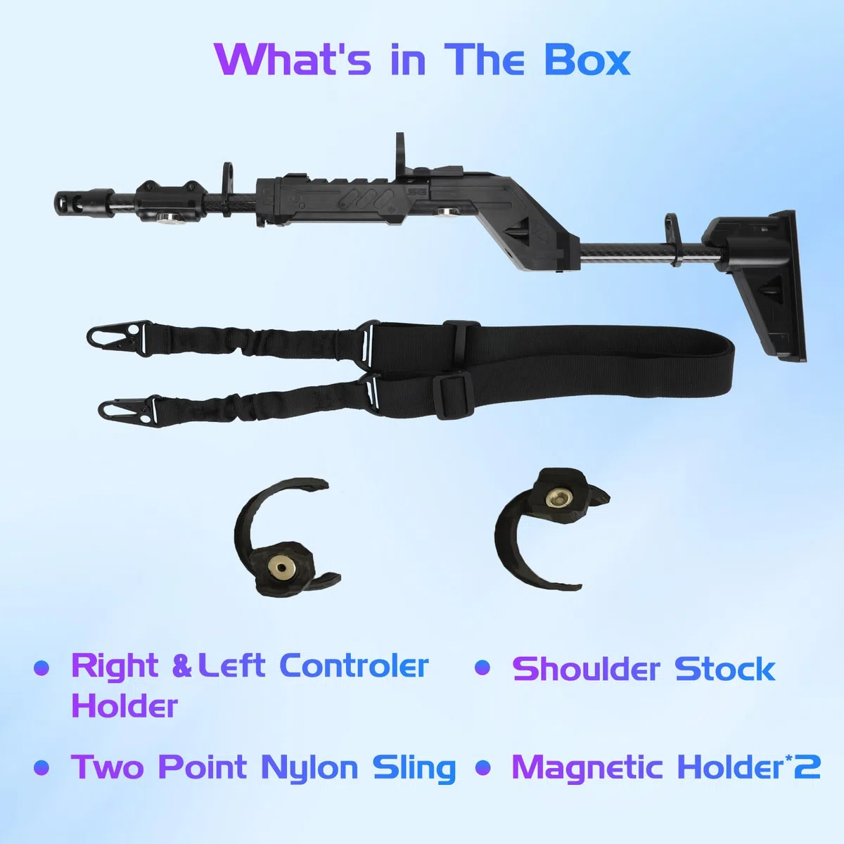 Calcio per pistola VR per MetaQuest 2, VR Gunstock per Quest 2 Shooting Controller Handle, Oculu-s Quest 2 Accessori Fucile magnetico, con spallacci (per Quest 2)