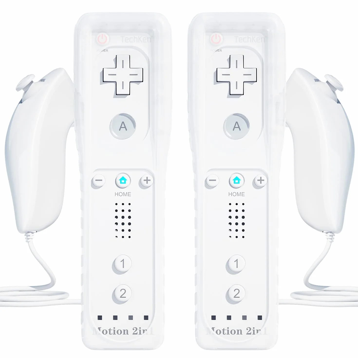Telecomando Wii Remote Controller e Nunchuk, TechKen Wii Remote Plus Controller Motion Plus con telecomando Nunchuck Wii Joystick Wii Remote Game Control con custodia in silicone per console Wii/Wii u | Controller con Motion Plus e Nunchuck, controller Wi