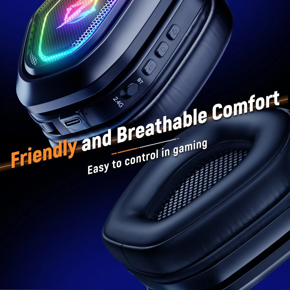 Ozeino Cuffie da gioco wireless con microfono 2,4 G Tipo C RGB per PS5 PS4 PC