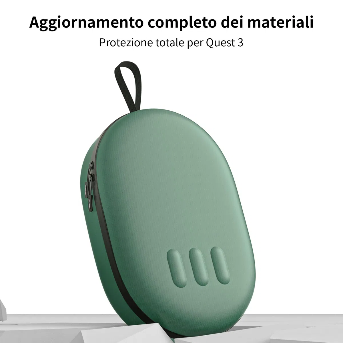 Custodia rigida Meta Quest 3S/Quest 3 compatibile cinturino Battery Elite, verde