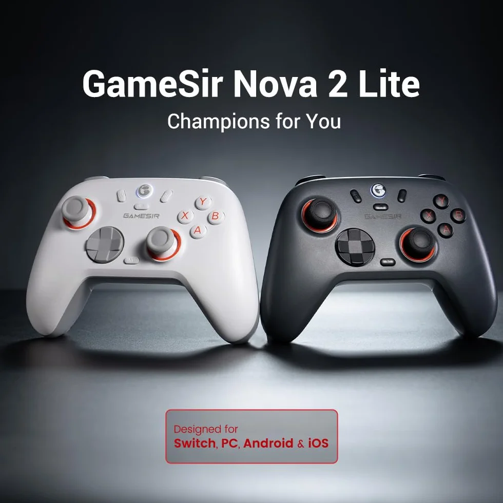 GameSir Nova 2 Lite Controller wireless con joystick ad effetto Hall e trigger, frequenza di polling 2.4G e Wired 1000Hz, Turbo, PC GamePad compatibile con PC/Switch/Steam/iOS/Android (nero)