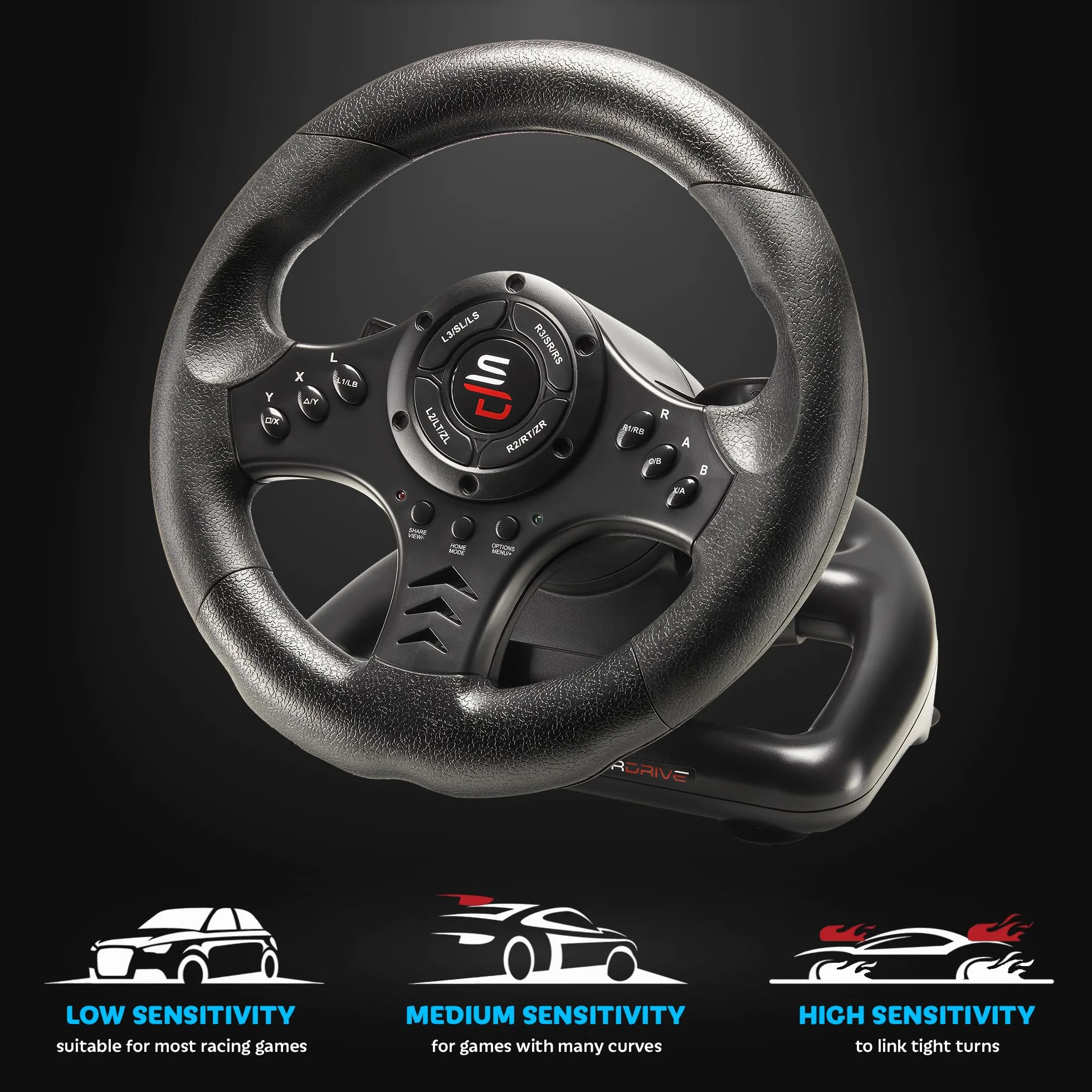 Superdrive, Sv450 Racing Wheel con Pedali, Shift & Vibration, Xbox X/Series, Switch, PS4, Xbox One, PC