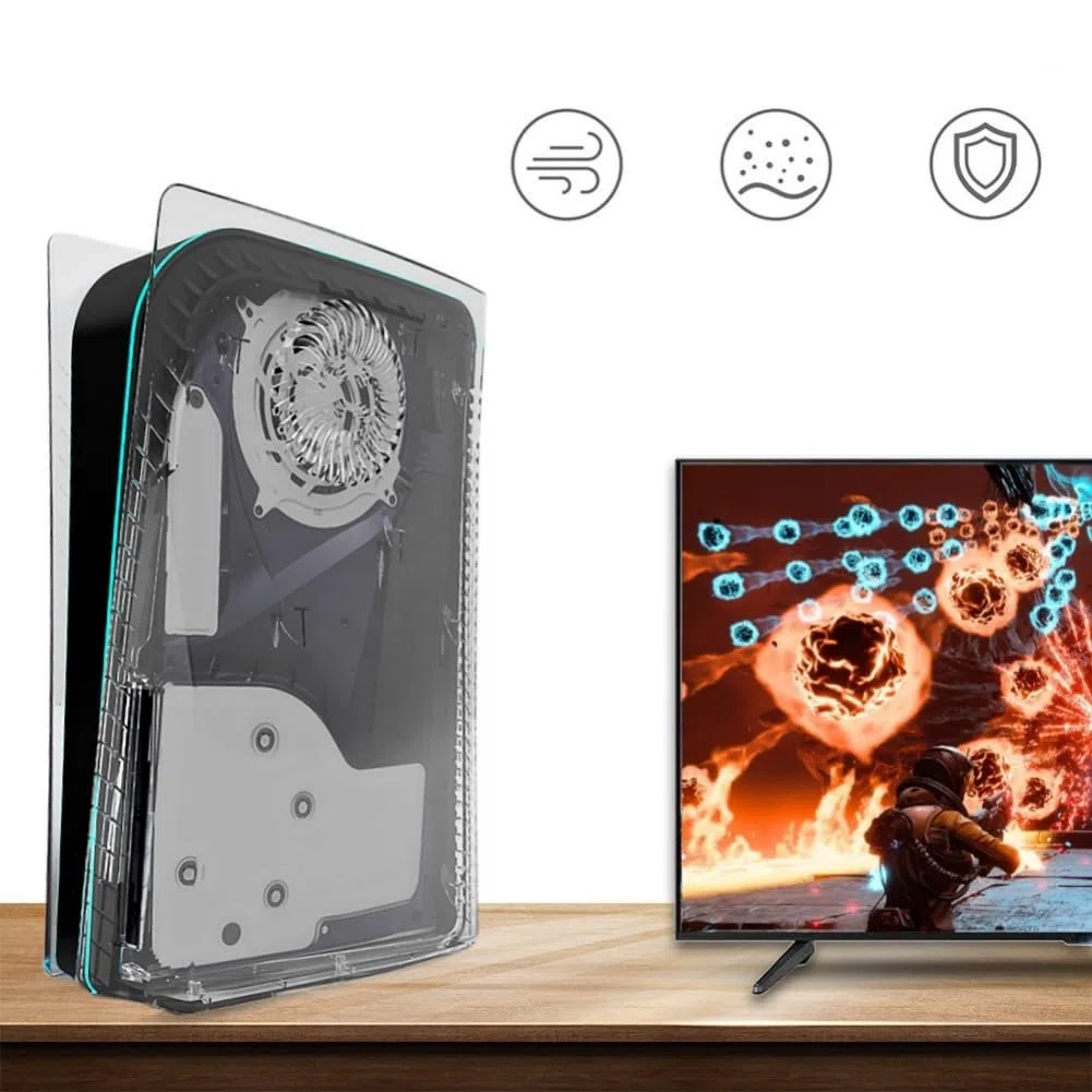 Piastre di Copertura per PS5 Console Versione Disco, Piastra Guscio di Ricambio con Prese d'aria Piastre Laterali Custodia in ABS Accessori Antiurto per PS5 Console, Trasparente