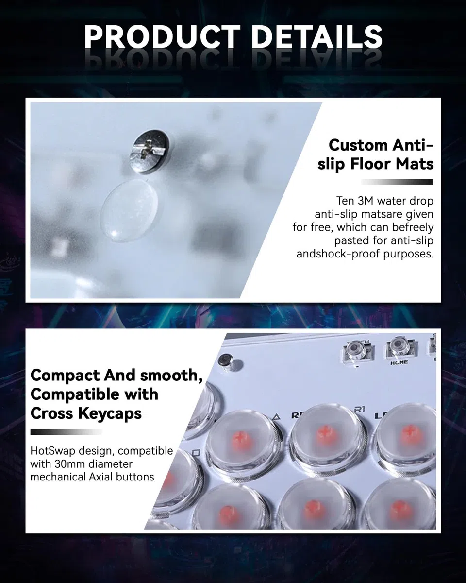 Sehawei Arcade Fight stick, Fighting Arcade Game Keyboard per PS4/Switch/PC/PS3/Steam Street Fight keypad with Turbo Functions & Custom RGB (T13)