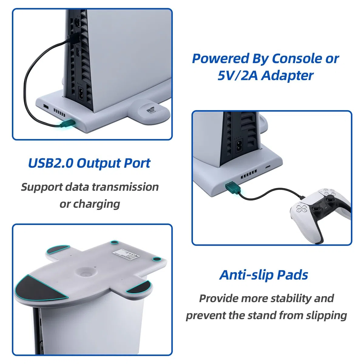 Mcbazel Stazione di Raffreddamento di Ricarica PS5 Slim, con 3-Velocità Effetto RGB Base di Caricatore Controller PS5 Dock Funzione di Memoria Accessori per Playstation 5 Slim(Non per PS5/PS5 Pro)