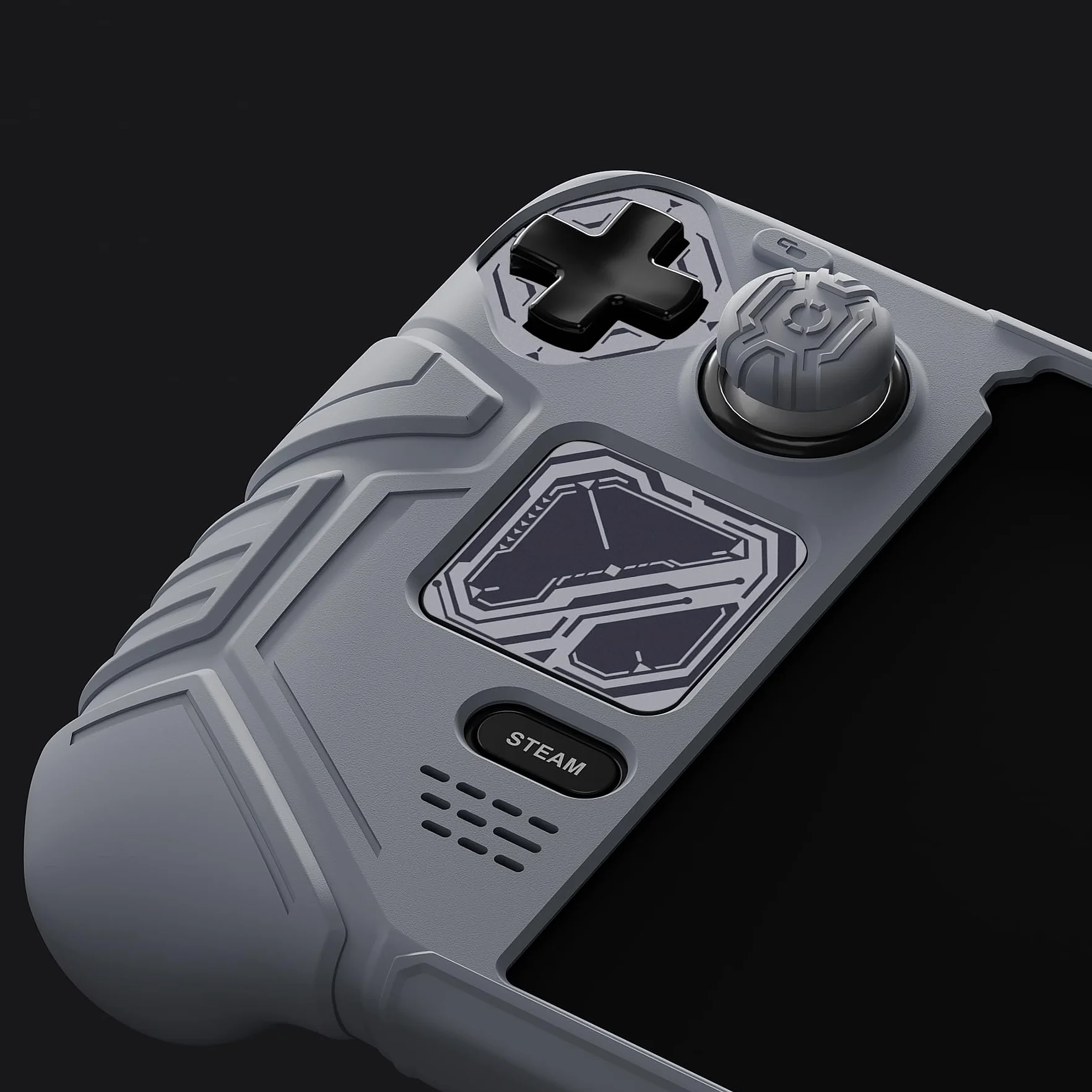playvital Cover Skin per Steam Deck OLED/LCD, Custodia Silicone Grip Antiscivolo&Copri Levette Analogiche&Tasti Posteriori&Adesivi, Accessori per Steam Deck, Mecha-Grigio