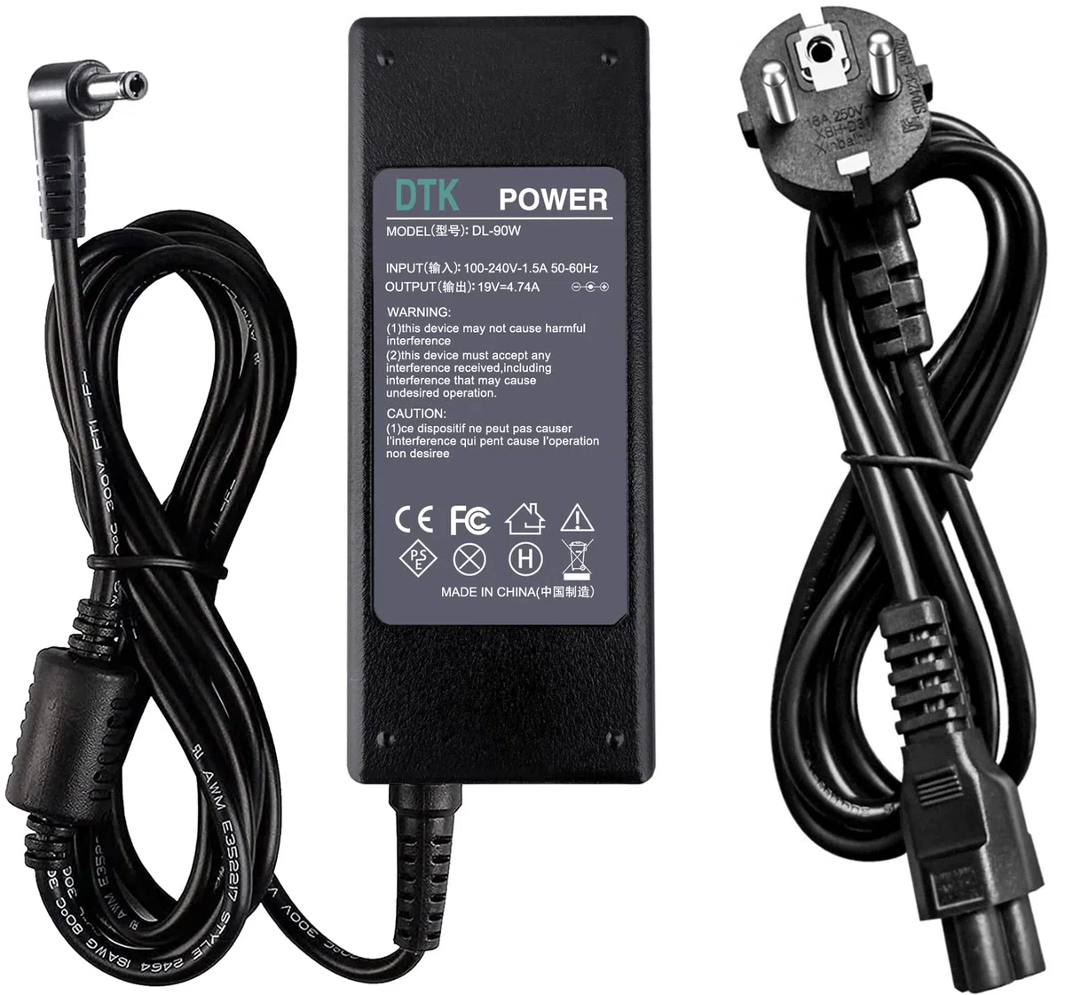 DTK 19V 4.74A 90W PC Portatile Alimentatore caricatore per MSI ASUS Computer Caricatori e alimentatori per Portatili Notebook Adattatore 【5.5 x 2.5mm】（No Compatibile con 4.0 * 1.35mm）