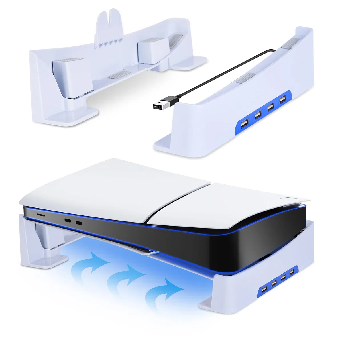 AXFEE Supporto per PS5 Slim, Supporto Orizzontale con 4 Porte USB e Pattini Antiscivolo, Accessori per Console