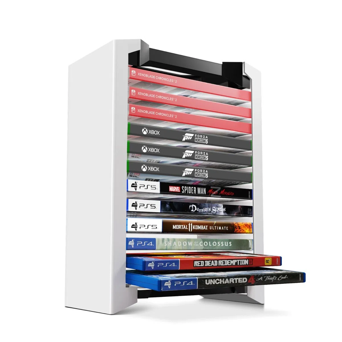 TNP Torre di archiviazione videogiochi custodia 12 CD Blu-ray supporto DVD scaffale verticale organizer PS5 Playstation 4 Nintendo Switch Xbox