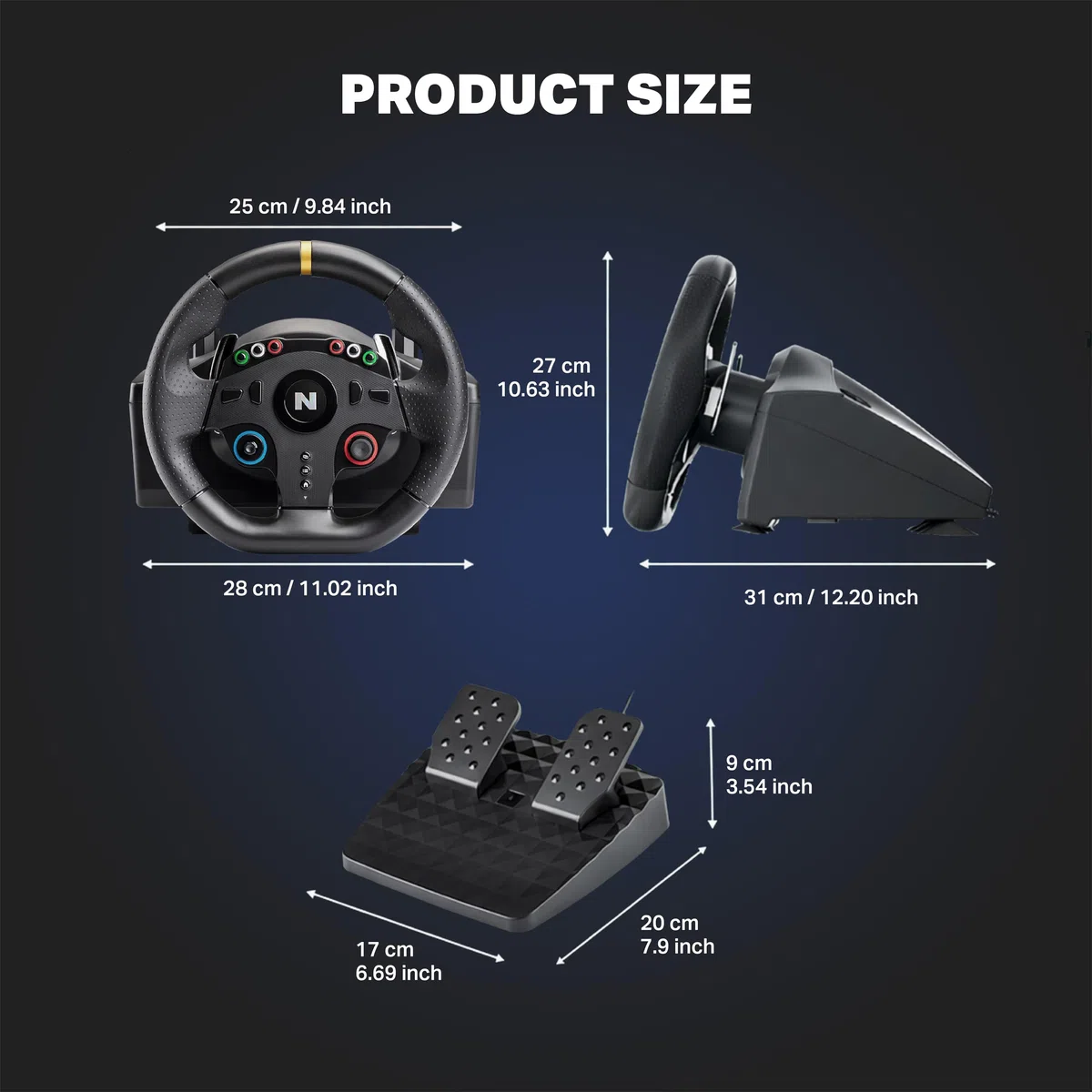 NITHO Drive Pro ONE V24 Volante da Corsa con Pedali 270° per PC, PS4, Xbox One, Xbox Series X|S, Switch Simulatore di Guida