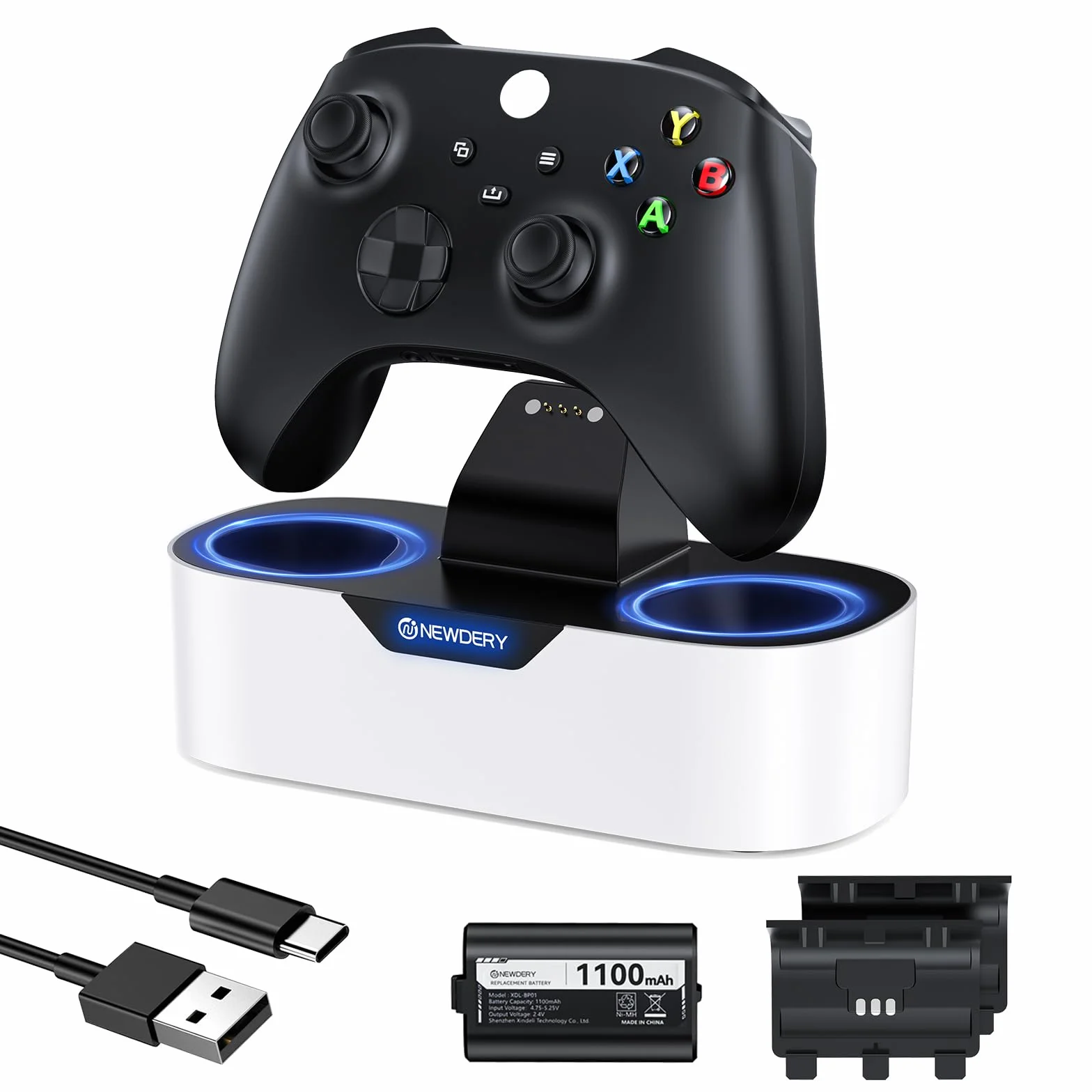NEWDERY Solo Charger Station per controller wireless Xbox, dock di ricarica rapida, supporto di ricarica singolo per controller Xbox One/serie X|S