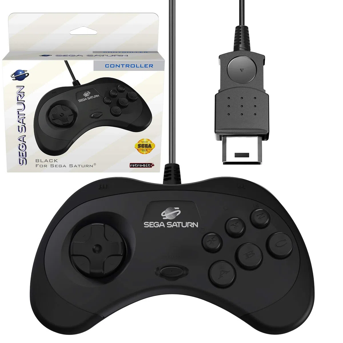 Retro-Bit Saturn - Controller ufficiale Saturn Porto originale, colore: Nero