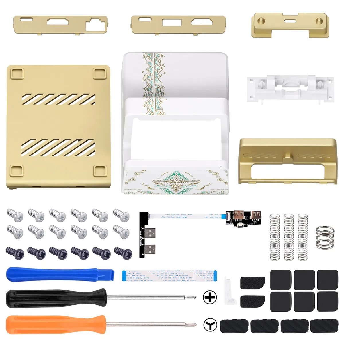 eXtremeRate AiryDocky DIY Kit Cover Scocca per Nintendo Switch/OLED,Mini Dock Portatile Custodia Guscio per Nintendo Switch/OLED-Solo Cover,Senza Dock&Circuiti-Totem del Regno Bianco