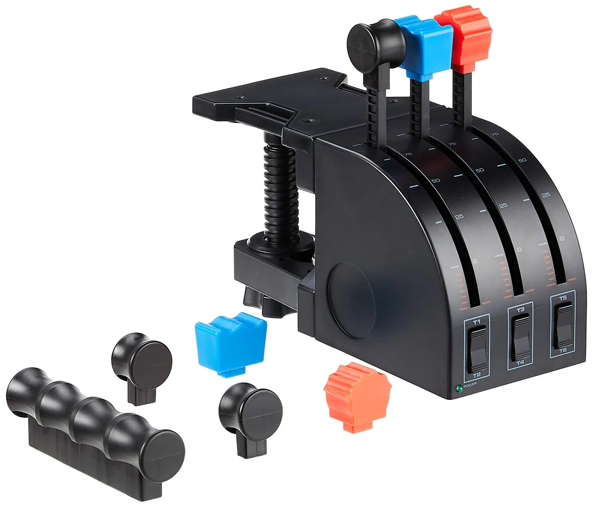 Logitech G Saitek PRO Flight Throttle Quadrant, leve professionali per asse di simulazione, display LCD, 3 interruttori a bilanciere bidirezionali, staffa regolabile, USB, PC, nero