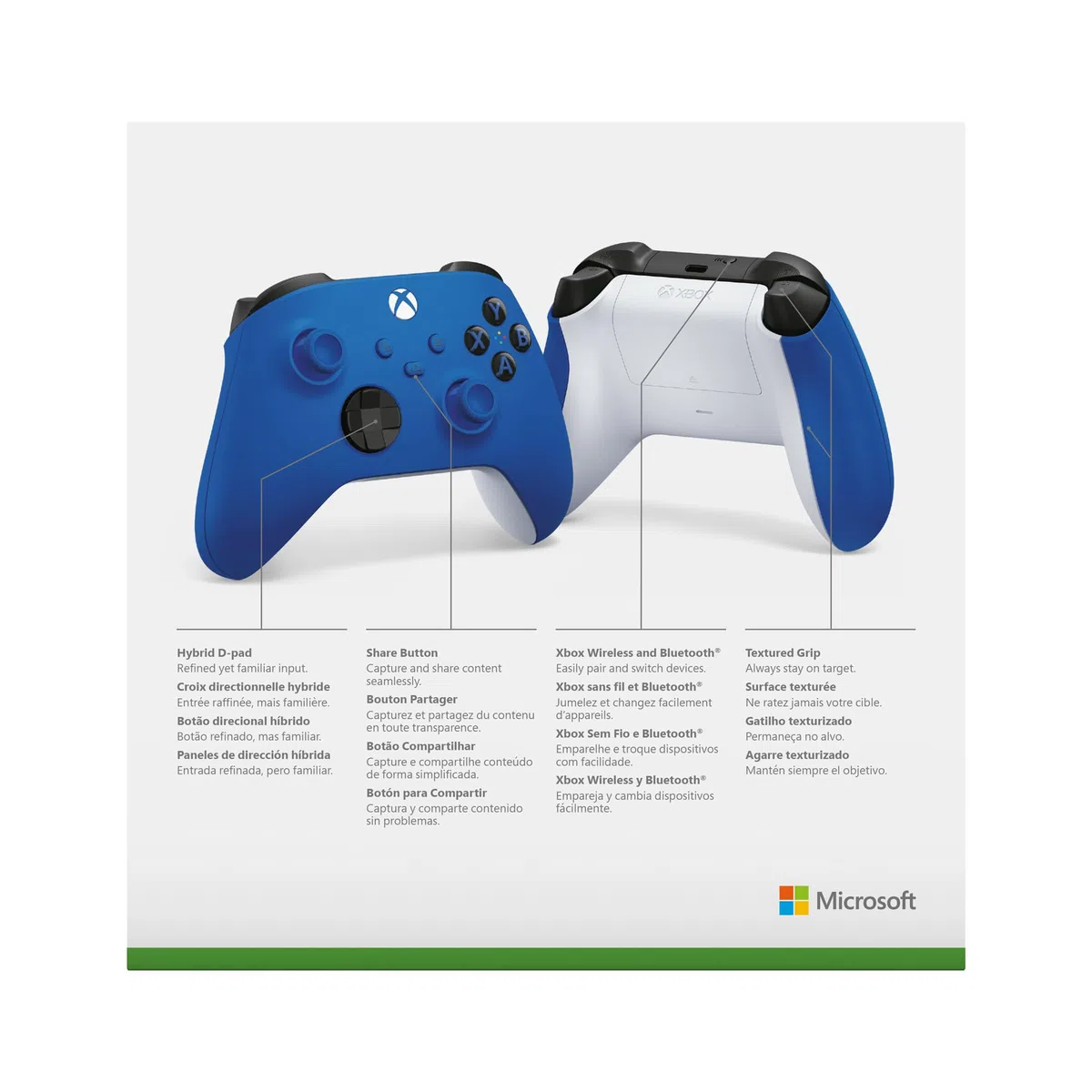Xbox Wireless Controller Shock Blue for Xbox One, Series X|S, Windows 10/11, Android, iOS