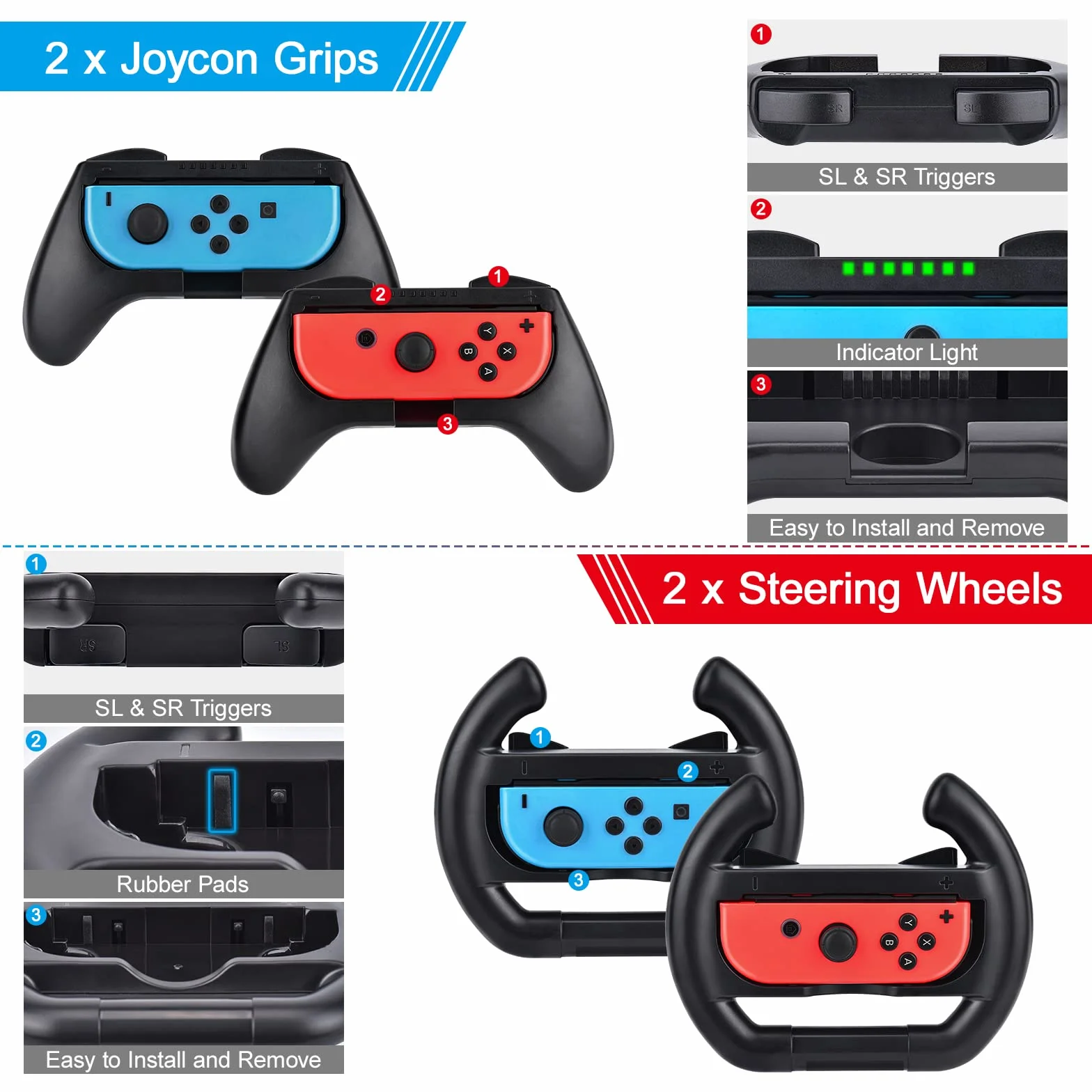 14 in 1 Switch Sports Accessori Bundle, innoAura Switch Sport Bundle con Switch Volante,Impugnatura Joycon,Racchetta Tennis,Glof Club,Cinturino polso,Cinturino gamba compatibile con Switch/Switch OLED