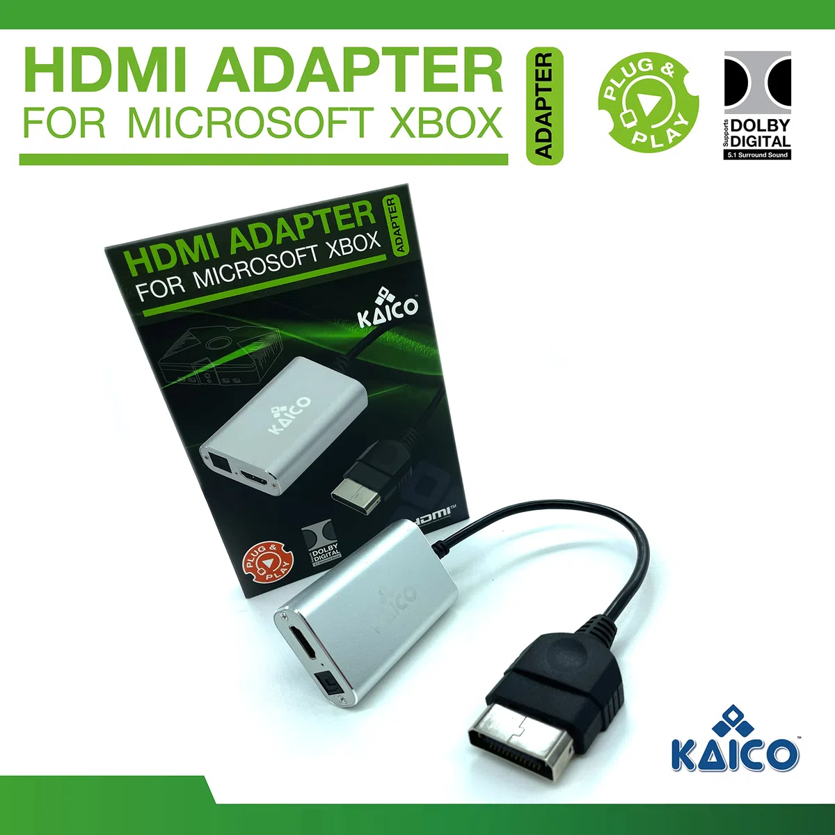 Kaico Adattatore HDMI Xbox Originale Compatibile Dolby Digital 5.1 Porta Ottica Toslink Xbox2HDMI