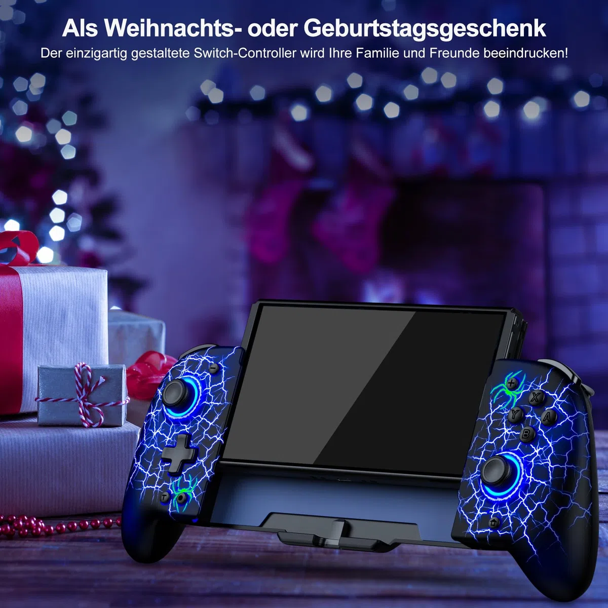 Controller Switch Portatile con Giroscopio a 6 Assi, 1000mAh Programmabile Turbo per Switch/OLED