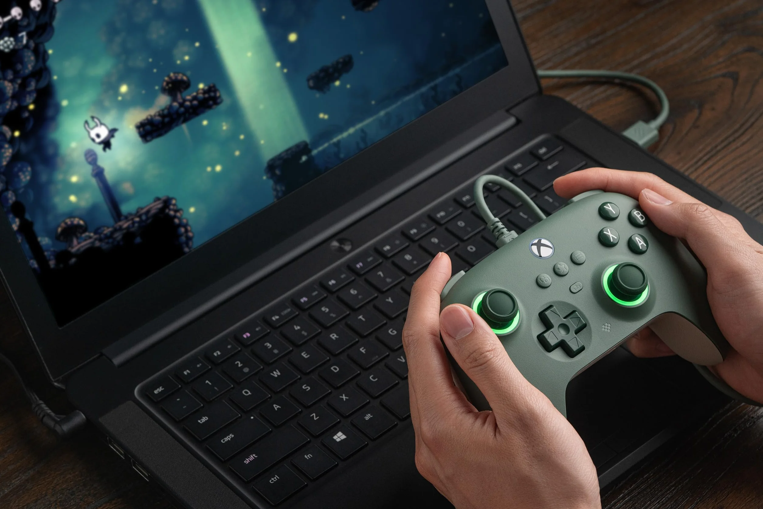 8Bitdo Ultimate C Wired Controller for Xbox, RGB Lighting Fire Ring and Hall Effect Joysticks, Compatible with Xbox Series X|S, Xbox One, Windows 10/11 - Officially Licensed (Dark Green)
