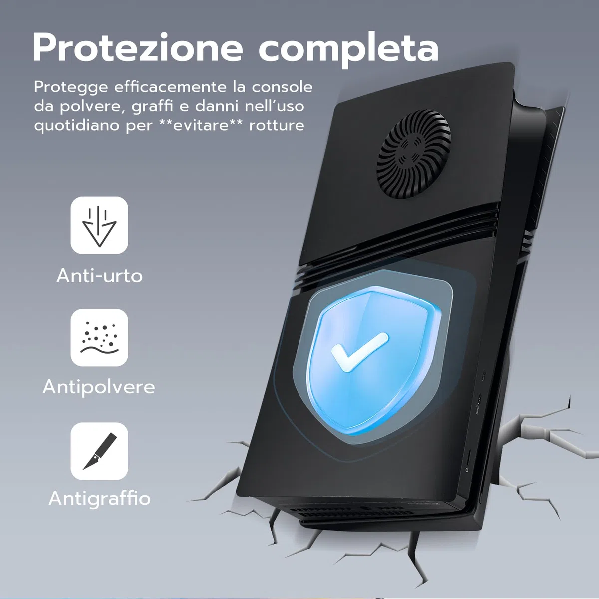 Mcbazel Pannello di Sostituzione per Cover Laterale con Ventilazione di Raffreddamento e Filtro per Polvere per la Console PS5 Pro Disc Edition - Nero (Non compatibile con PS5/Slim)