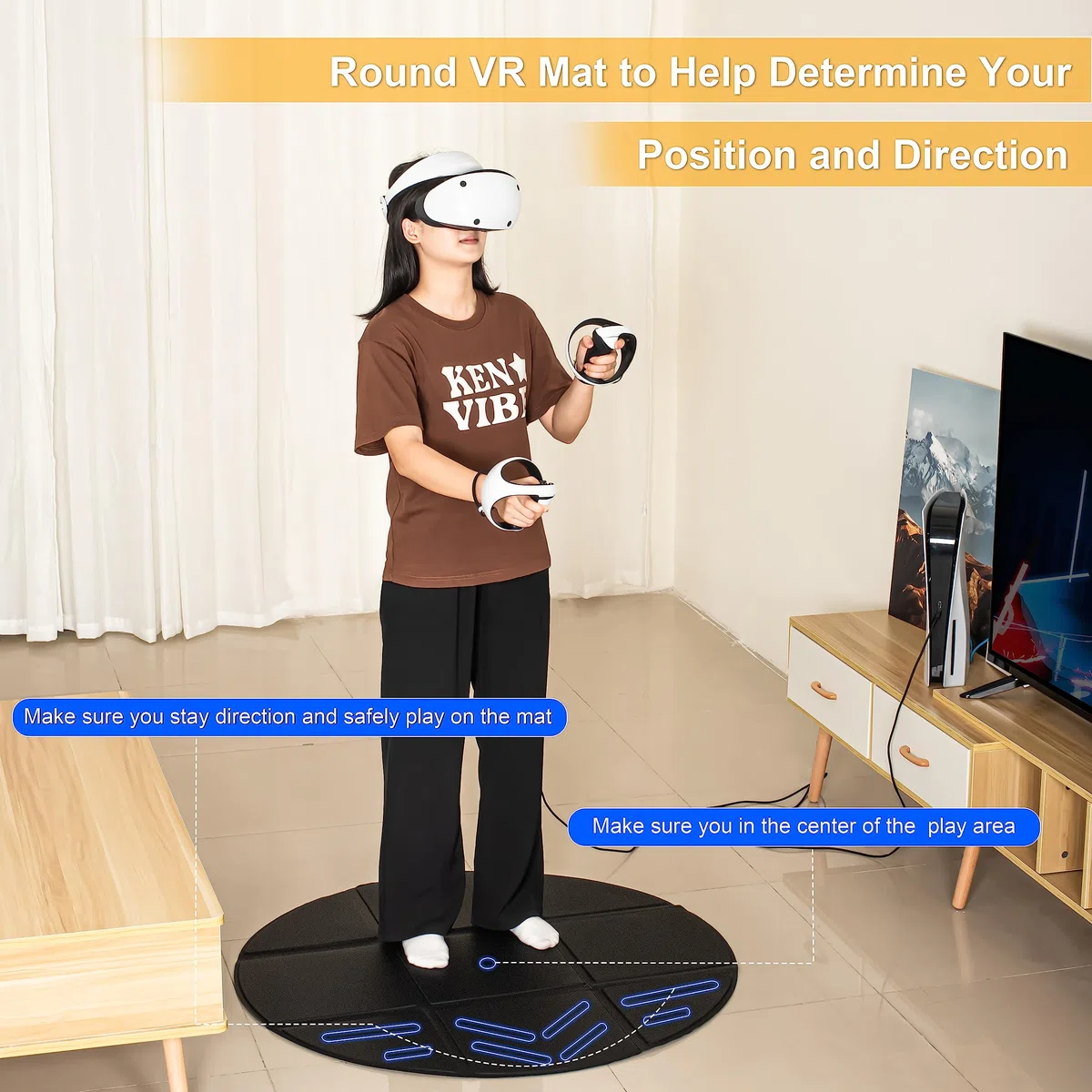 DEVASO Tappetino pieghevole VR per Meta Quest 3S, antiscivolo, confortevole, accessori di gioco per PSVR2, Oculus Quest 3/2/Pro