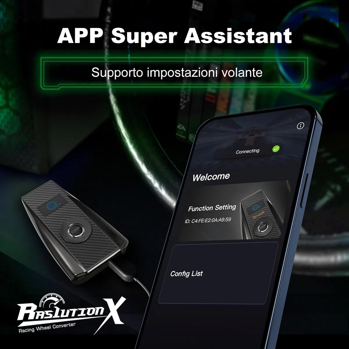 Mcbazel Brook Ras1ution X Convertitore per Volante da Corse per Xbox Series X|S/Xbox One/Xbox 360, Supporta oltre 60 Volanti, Retroazione della Forza Regolabile, Personalizzazione tramite App Mobile