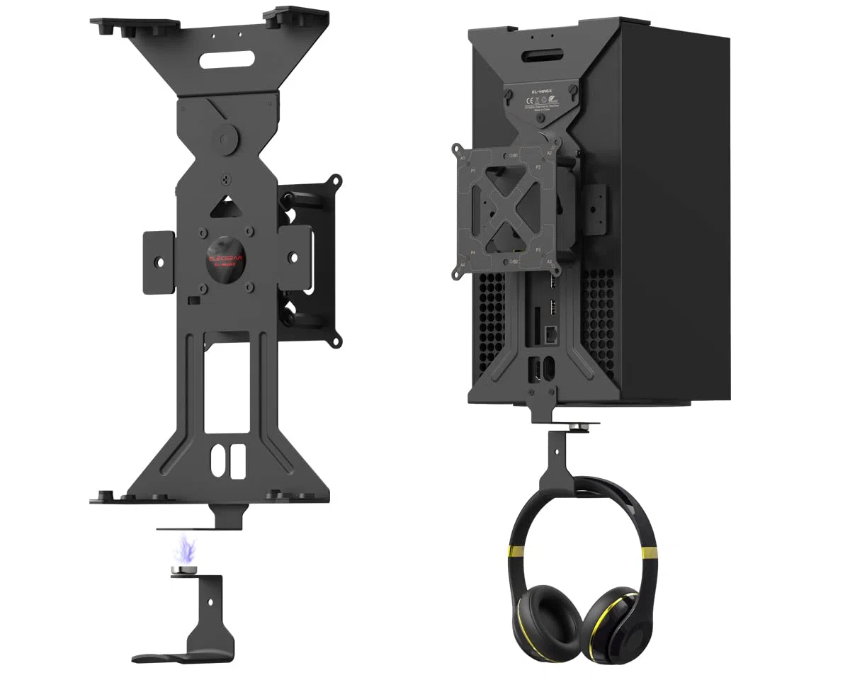 ElecGear Supporto da Parete Magnetico per Xbox Series X, Supporto Metallico con Gancio per Cuffie da Gioco, Monta Verticale Orizzontale