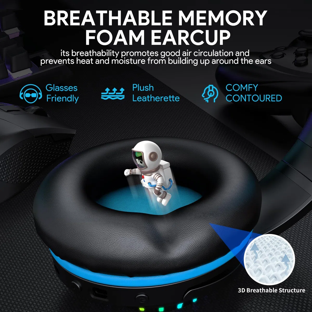Pacrate 2.4 GHz Cuffie Gaming Wireless per PS5 PS4 PC Mac Switch, Bluetooth con Microfono Cancellazione Rumore, 3.5mm per Xbox